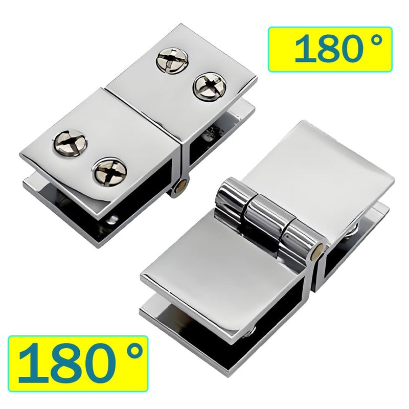 WANLIAN [2 Pieces] 180Â°Frameless Glass Door hinge-180 Degree Glass Shower Door Hinges clamp Suitable for 5-8mm Thickness - Image 3